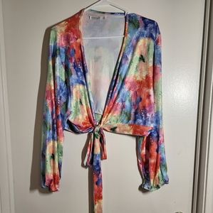Colorful front tie crop top